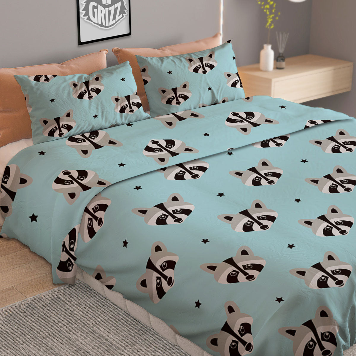Polka Dot Grey And White Print Pattern Duvet Cover Bedding Set