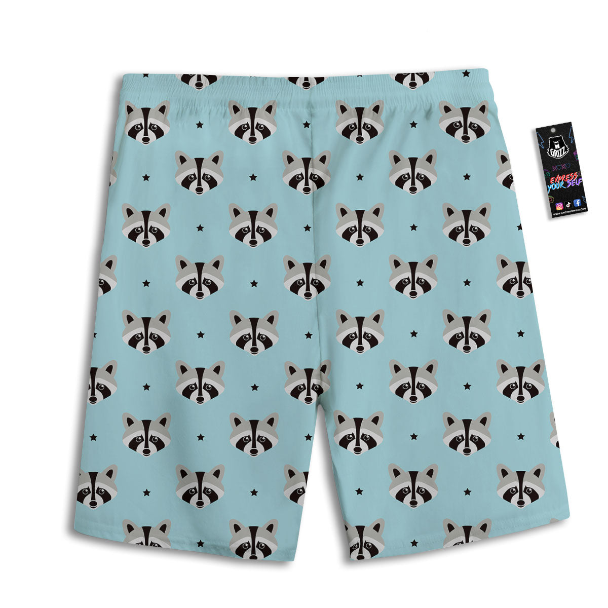 Raccoon Cartoon Print Pattern Men's Athletic Shorts