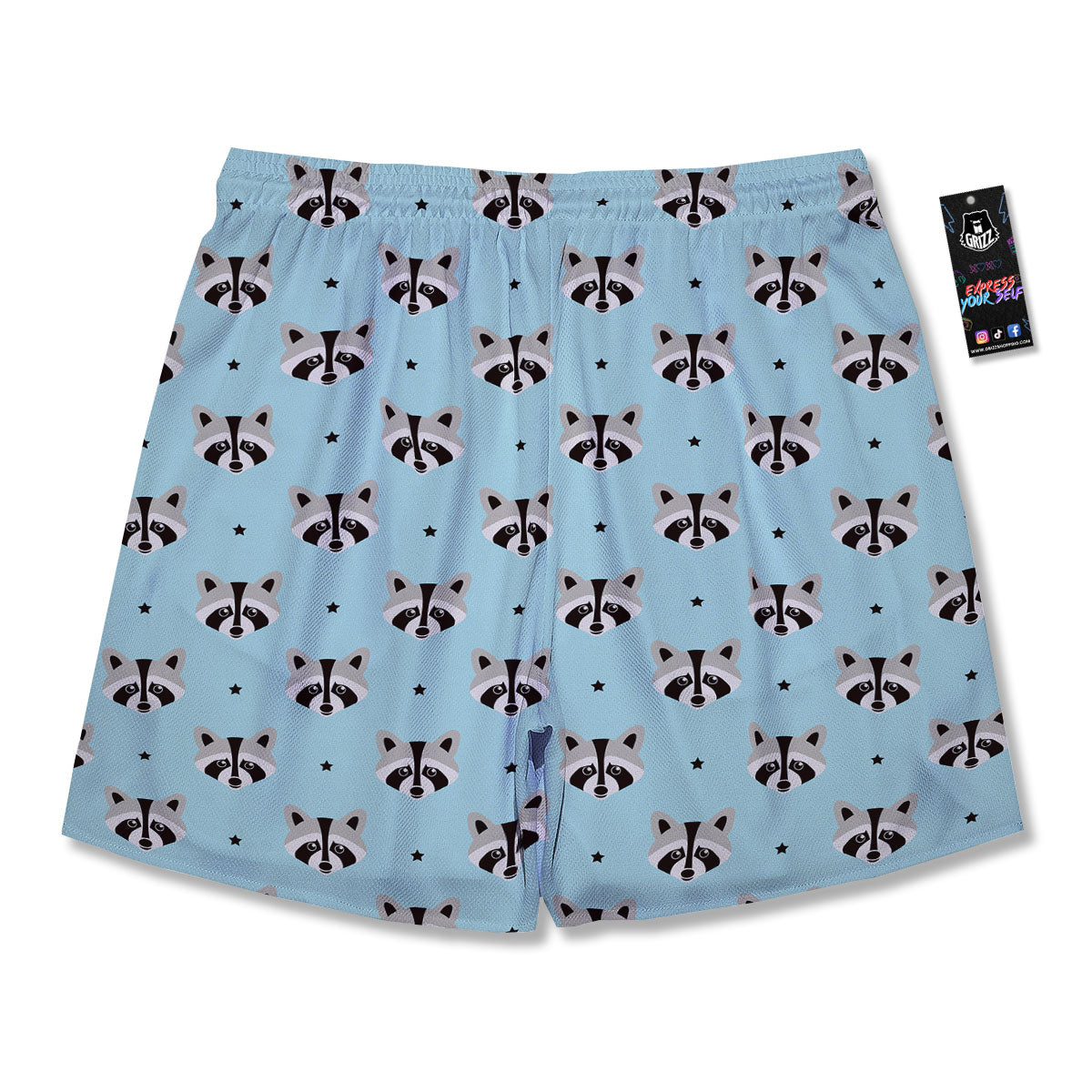 Raccoon Cartoon Print Pattern Men's Running Shorts-grizzshop