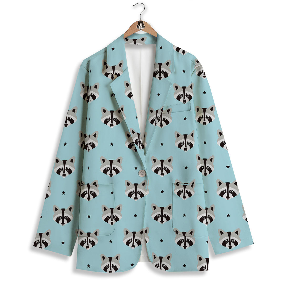 Raccoon Cartoon Print Pattern Women's Blazer-grizzshop