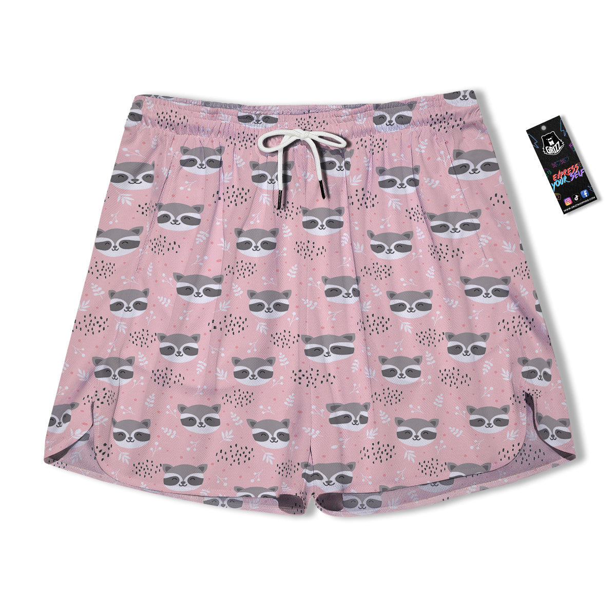 Raccoon Cute Print Pattern Men's Running Shorts-grizzshop