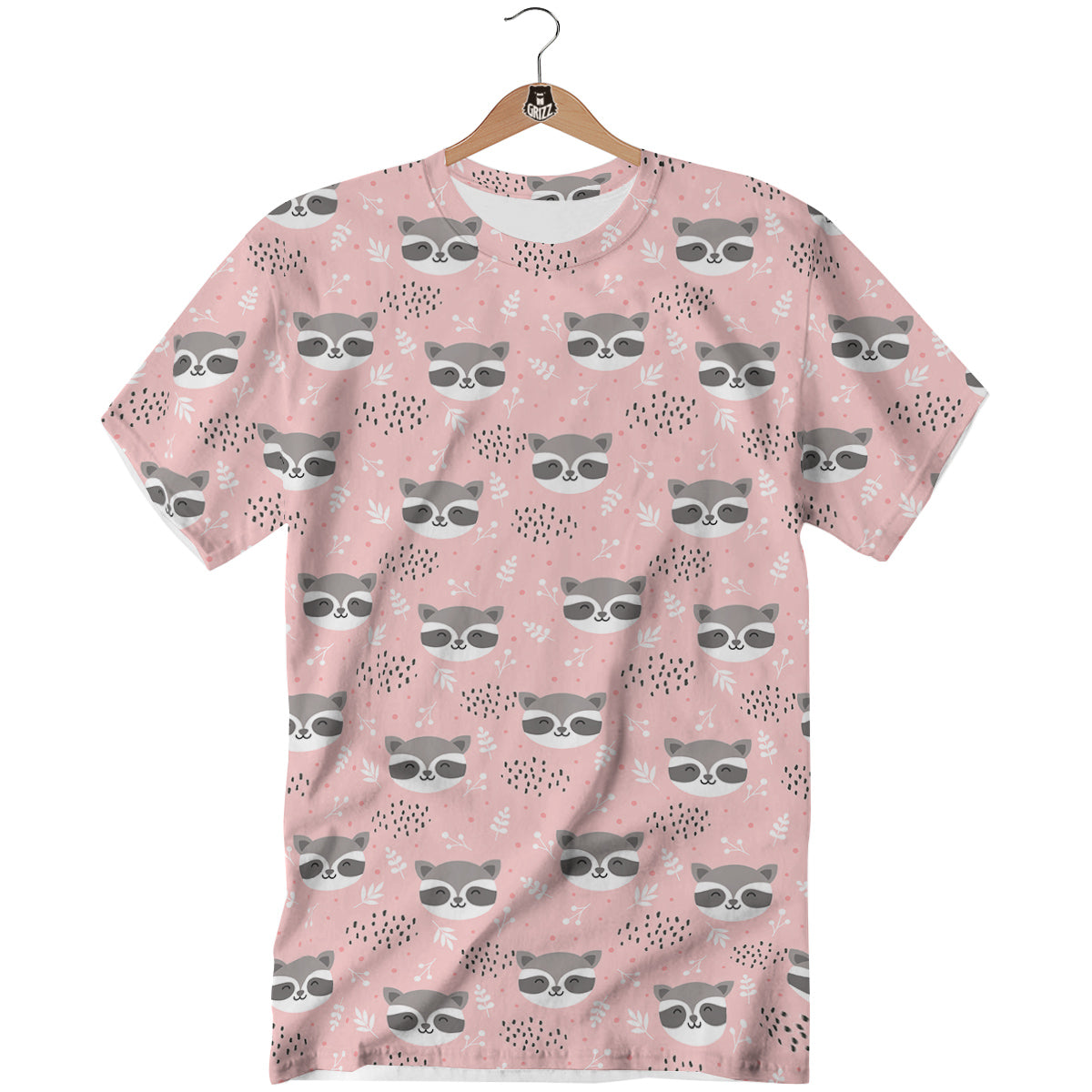 Raccoon Cute Print Pattern T-Shirt-grizzshop