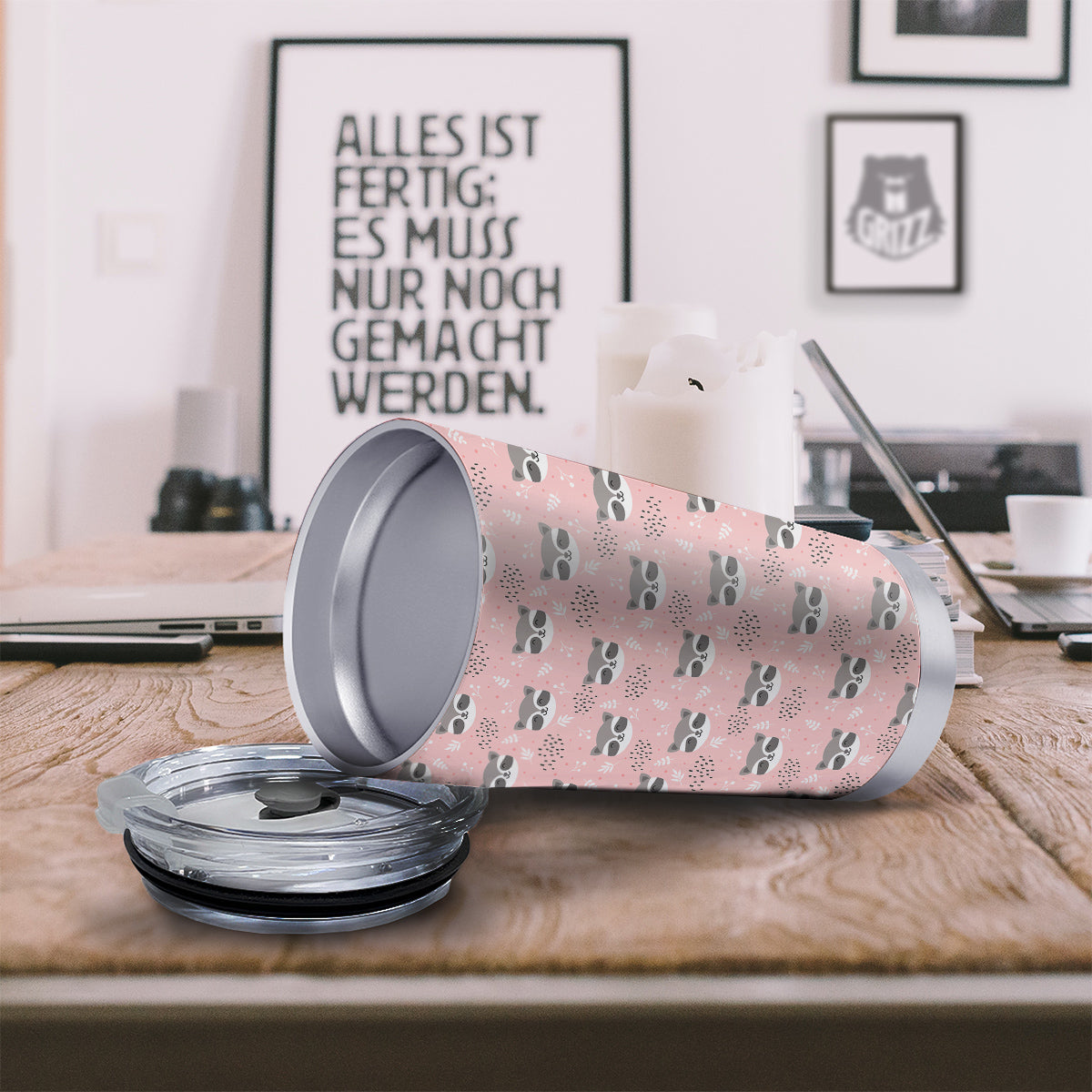 Raccoon Cute Print Pattern Tumbler-grizzshop