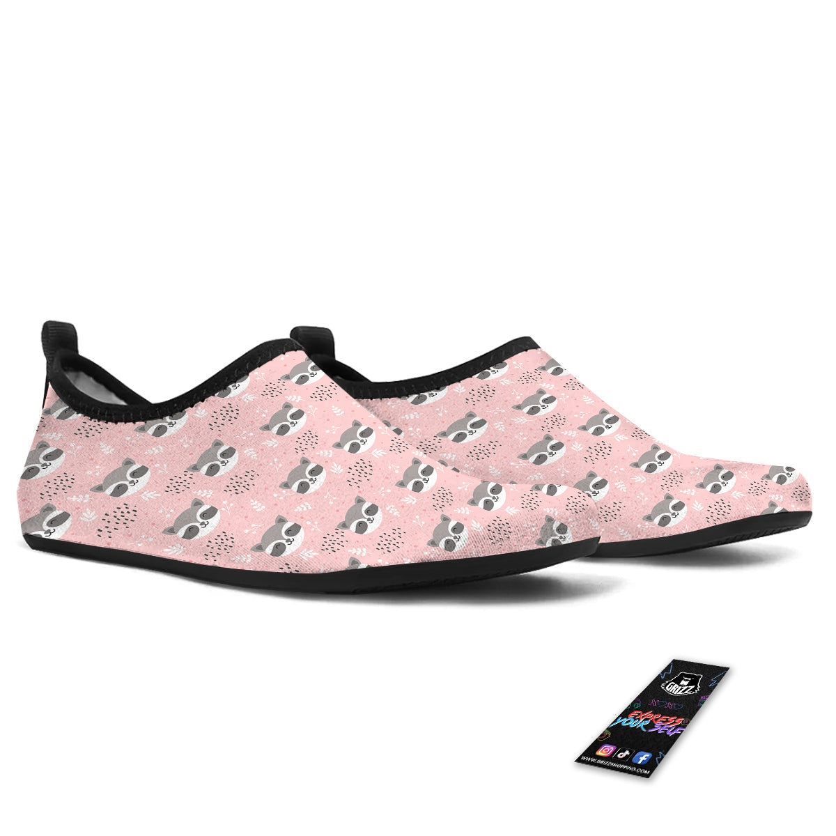 Raccoon Cute Print Pattern Water Shoes-grizzshop