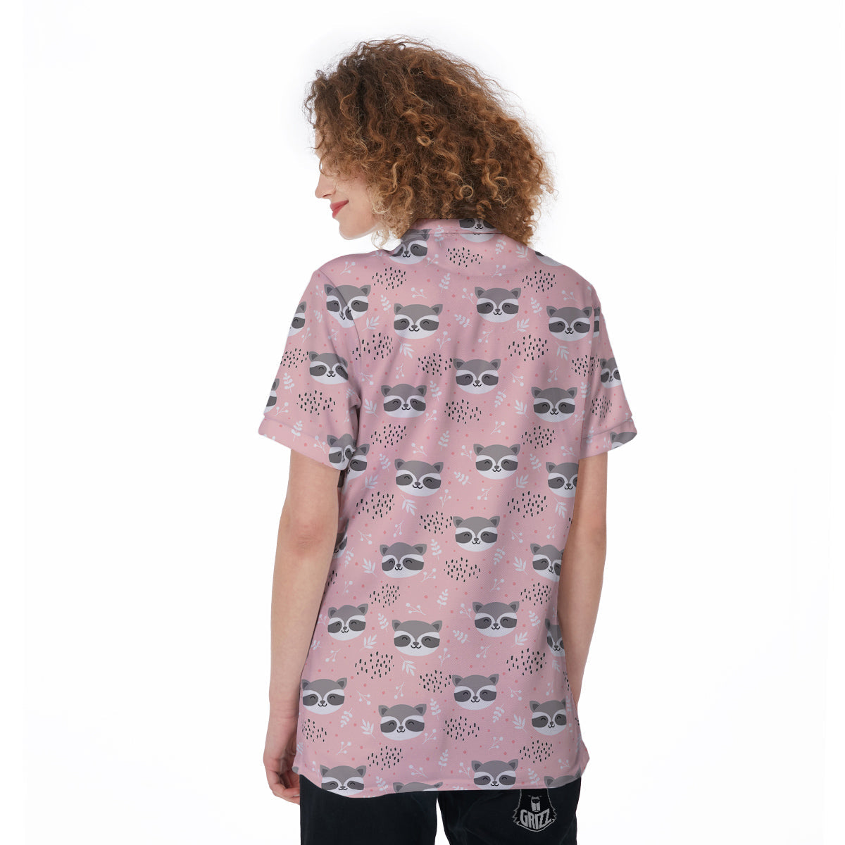 Raccoon Cute Print Pattern Women's Golf Shirts-grizzshop