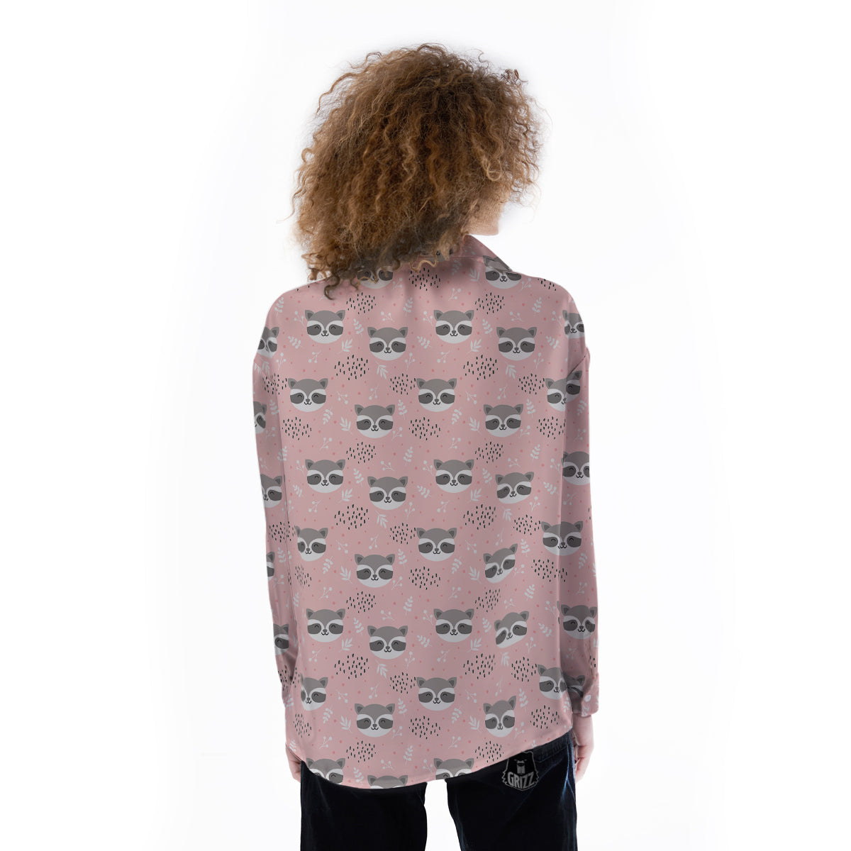 Raccoon Cute Print Pattern Women's Long Sleeve Shirts-grizzshop