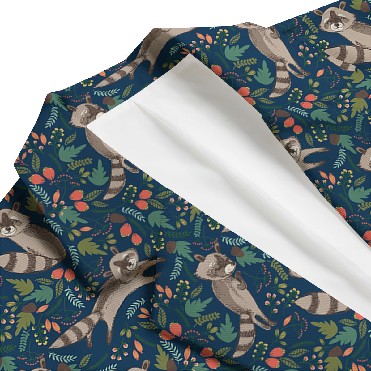 Raccoon Floral Pattern Print Men's Blazer-grizzshop