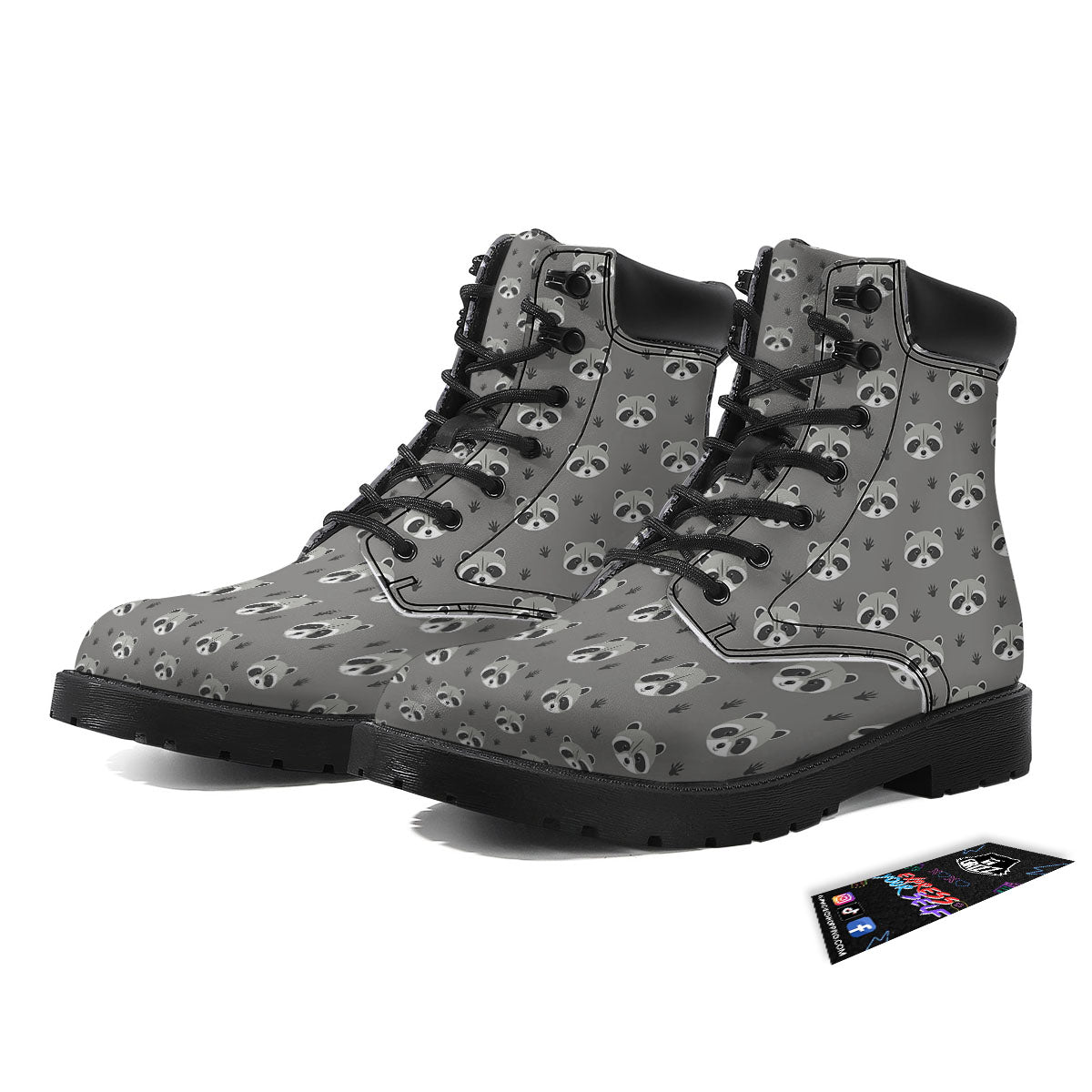 Raccoon Grey Print Pattern Boots-grizzshop