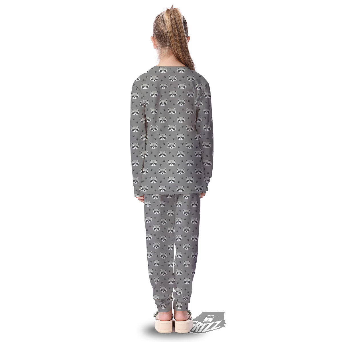 Raccoon Grey Print Pattern Kid's Pajamas-grizzshop
