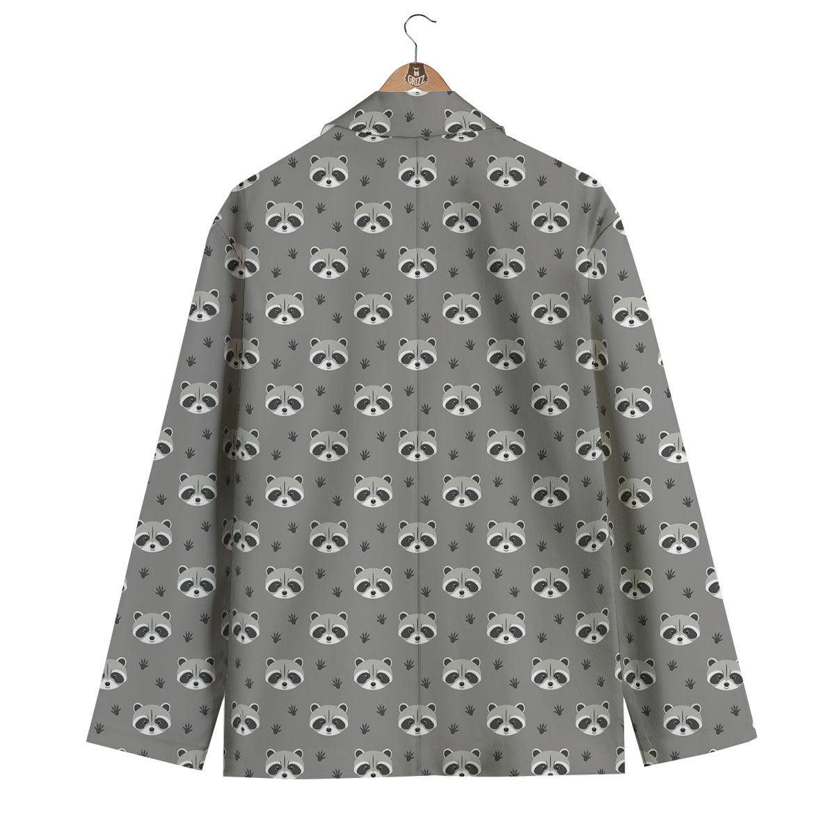Raccoon Grey Print Pattern Men's Blazer-grizzshop