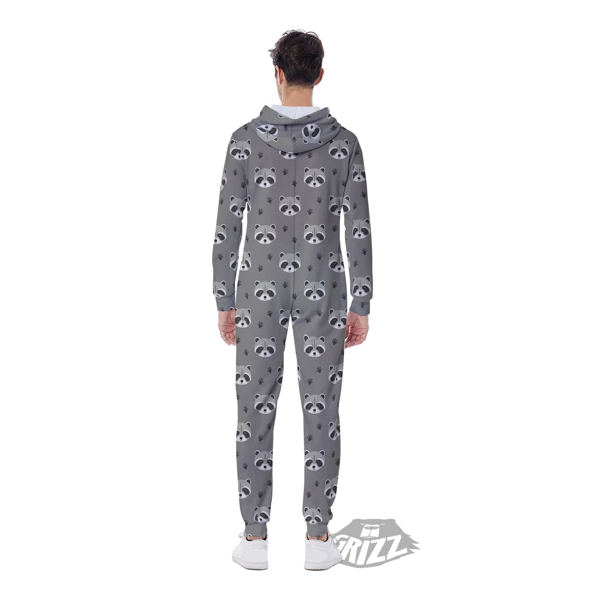 Raccoon Grey Print Pattern Men's Jumpsuit-grizzshop