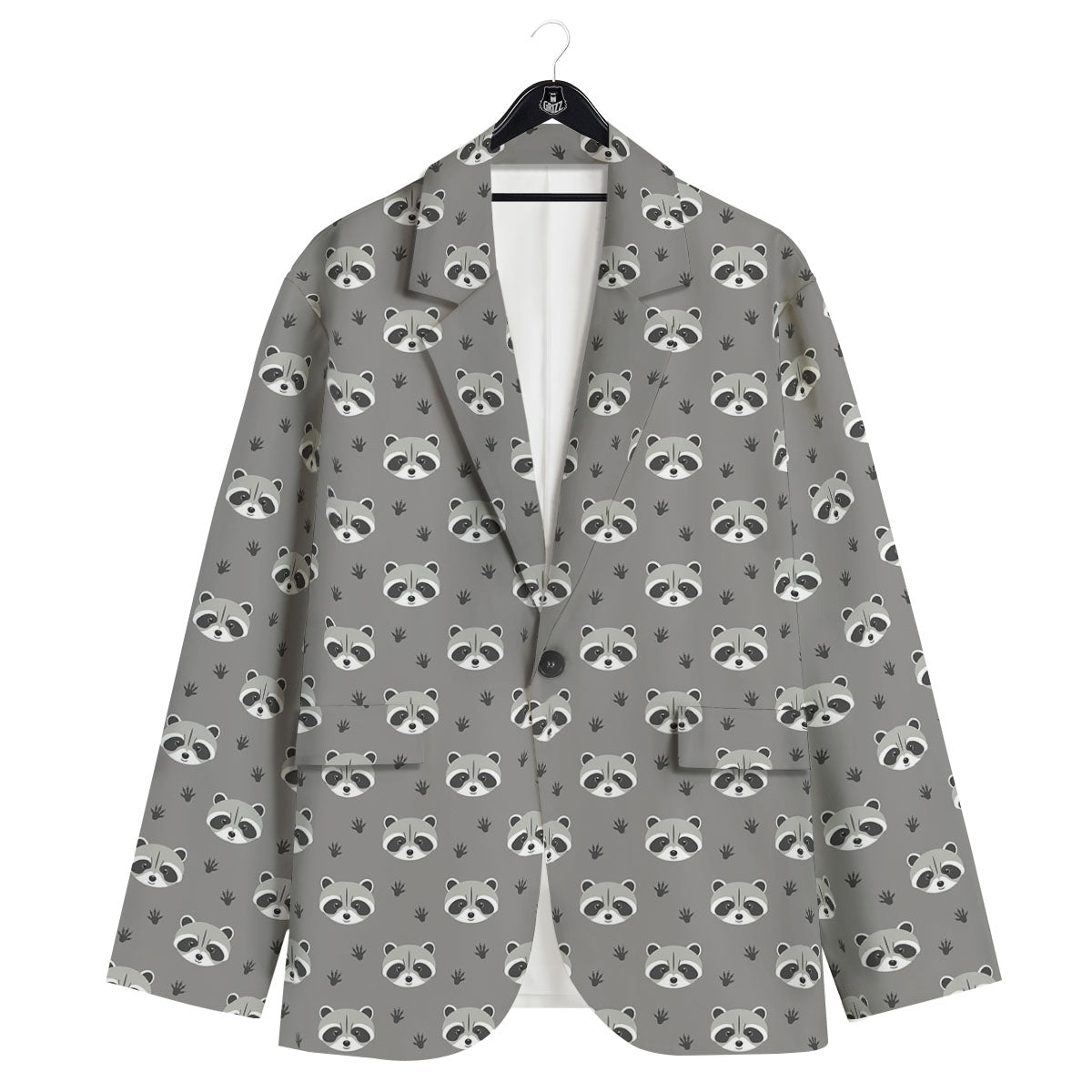 Raccoon Grey Print Pattern Men's Sport Coat-grizzshop