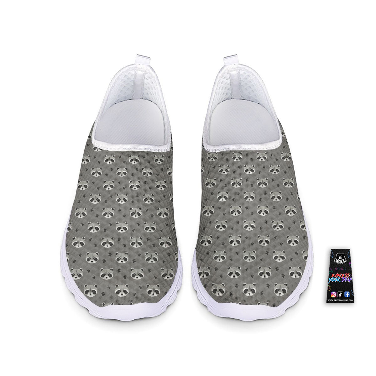 Raccoon Grey Print Pattern Nurse Shoes-grizzshop