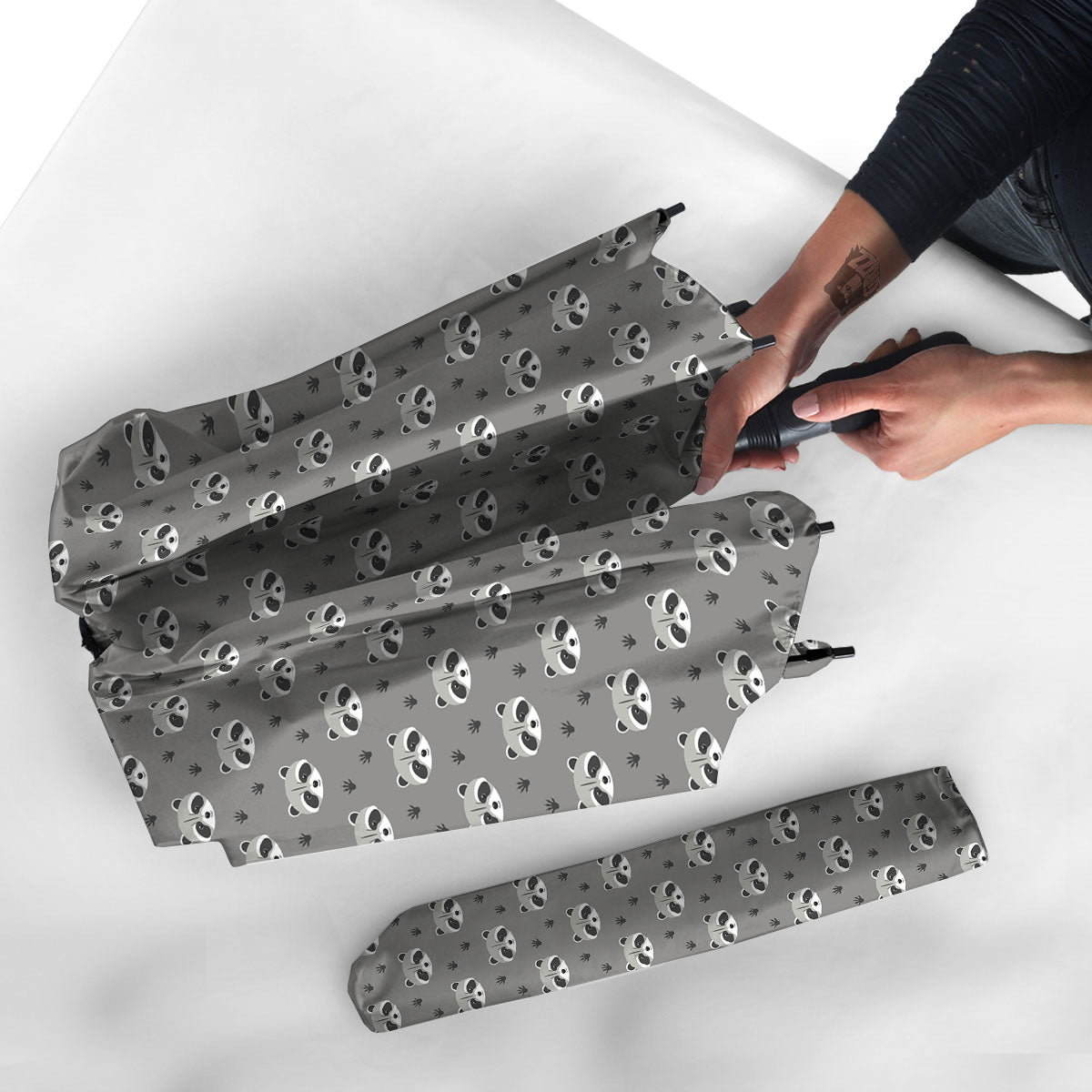 Raccoon Grey Print Pattern Umbrella-grizzshop