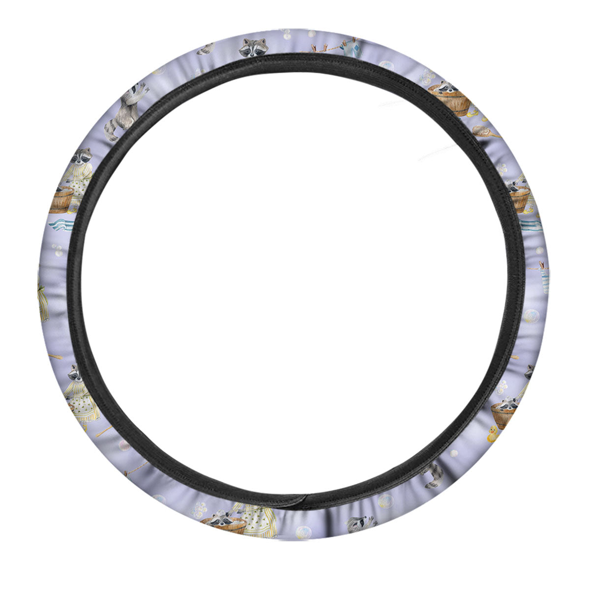 Raccoon Watercolor Print Pattern Car Steering Wheel Cover-grizzshop
