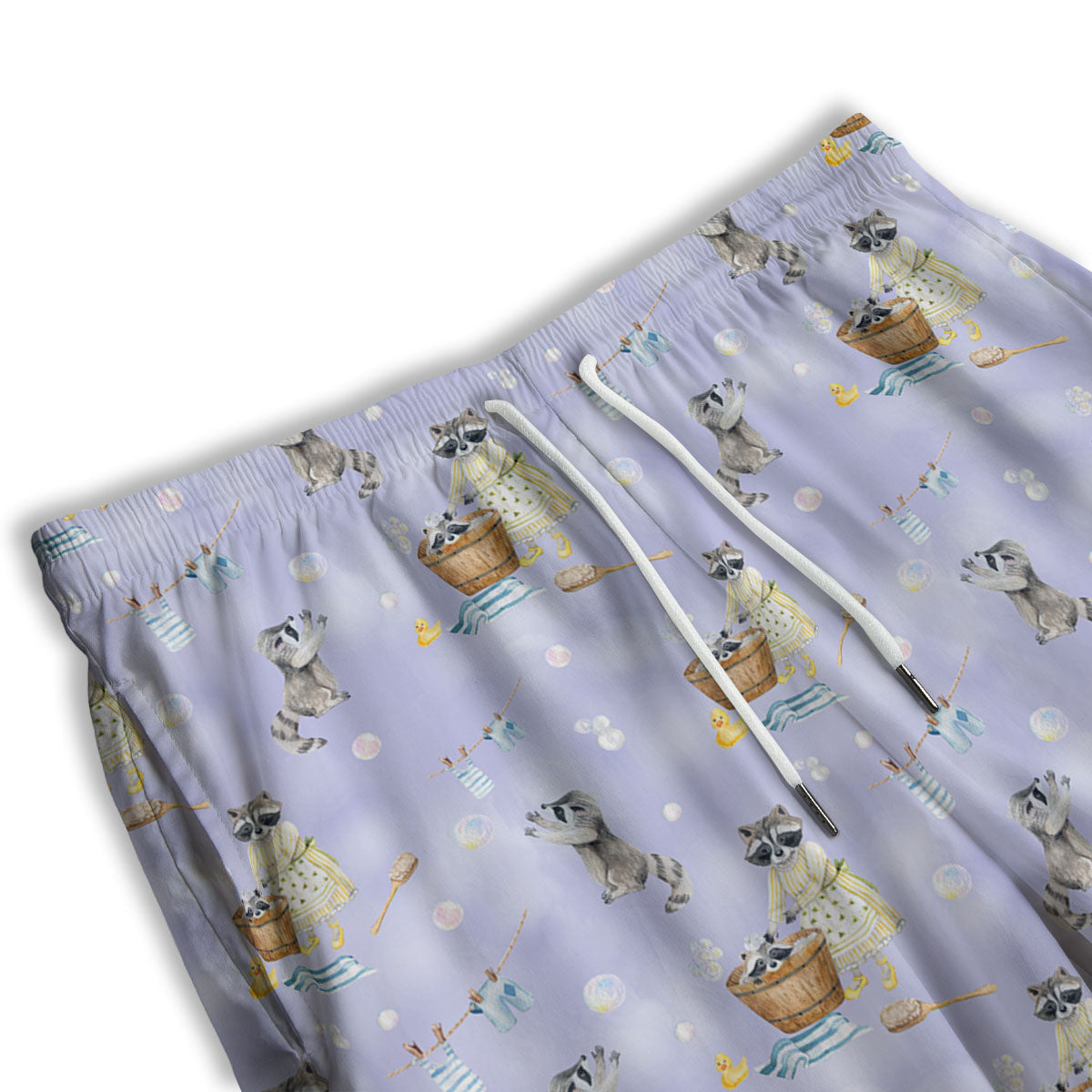 Raccoon Watercolor Print Pattern Men's Athletic Shorts