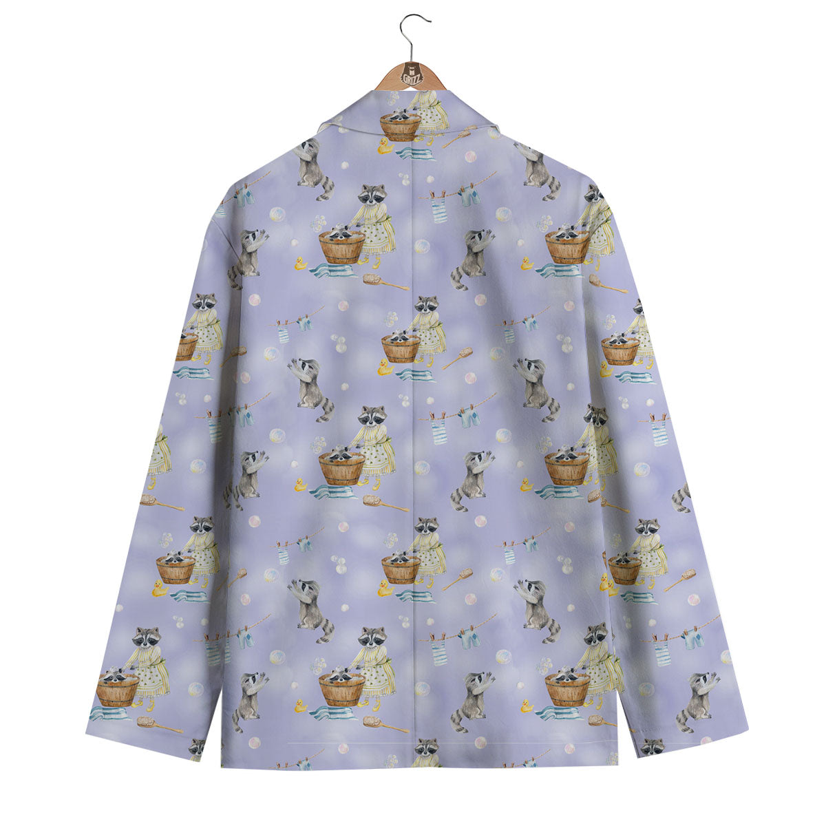 Raccoon Watercolor Print Pattern Men's Blazer-grizzshop