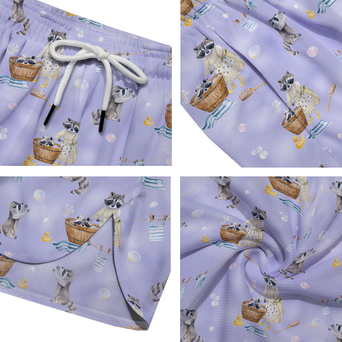 Raccoon Watercolor Print Pattern Men's Running Shorts-grizzshop