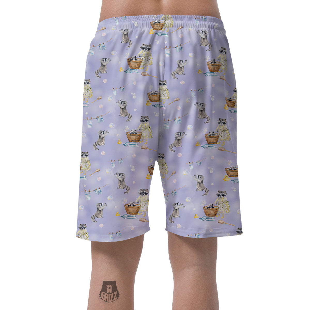 Raccoon Watercolor Print Pattern Men's Shorts-grizzshop