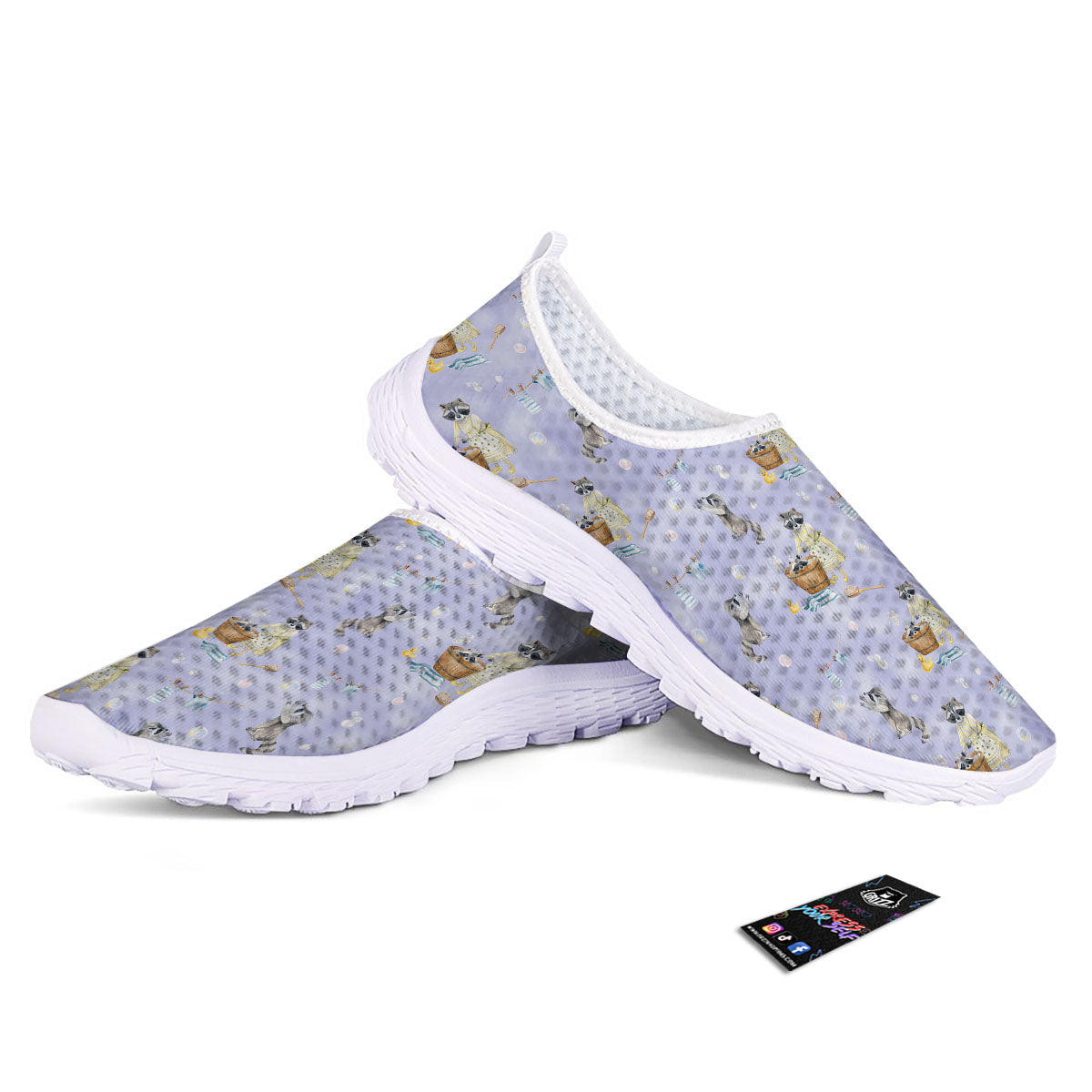 Raccoon Watercolor Print Pattern Nurse Shoes-grizzshop