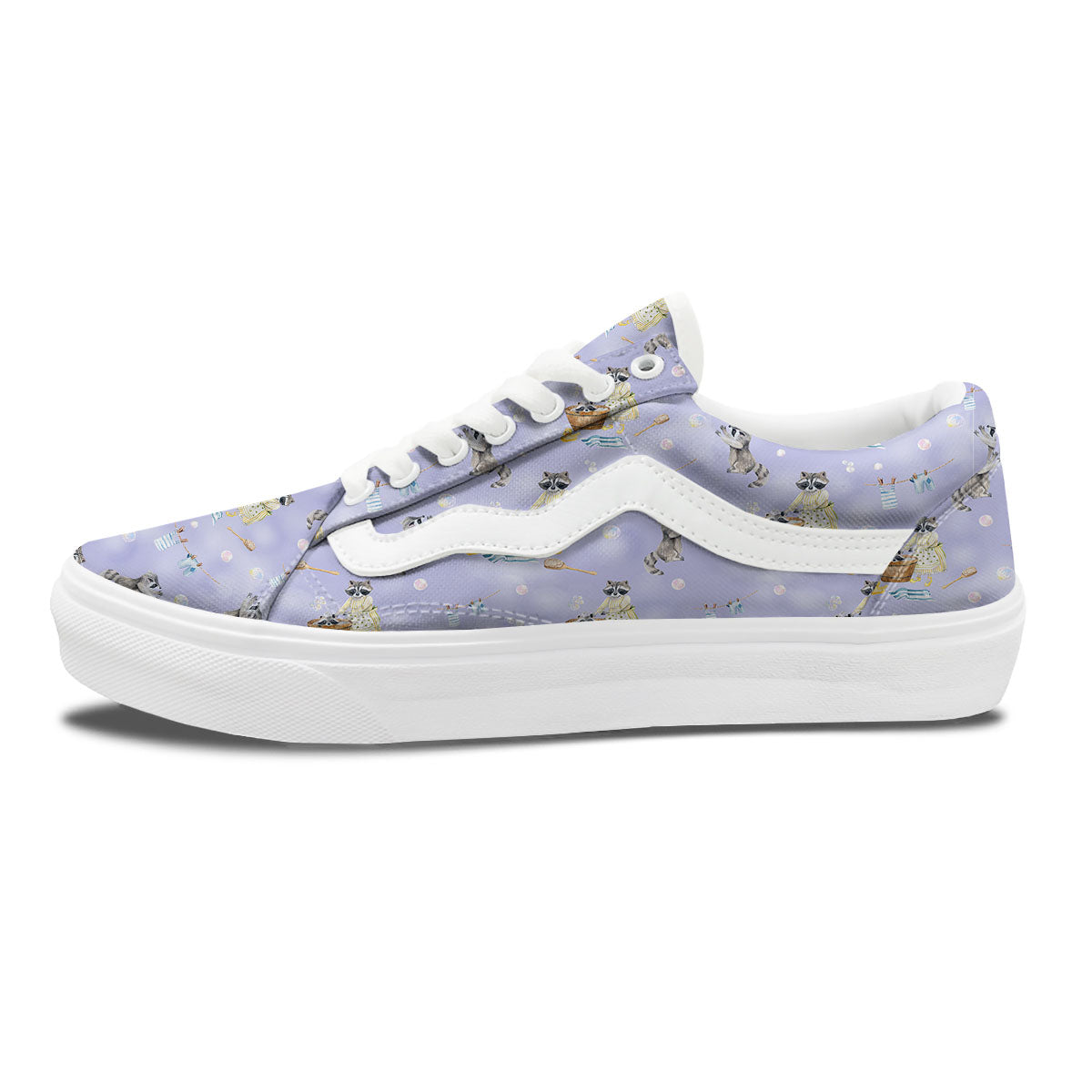 Raccoon Watercolor Print Pattern Skate Shoes-grizzshop