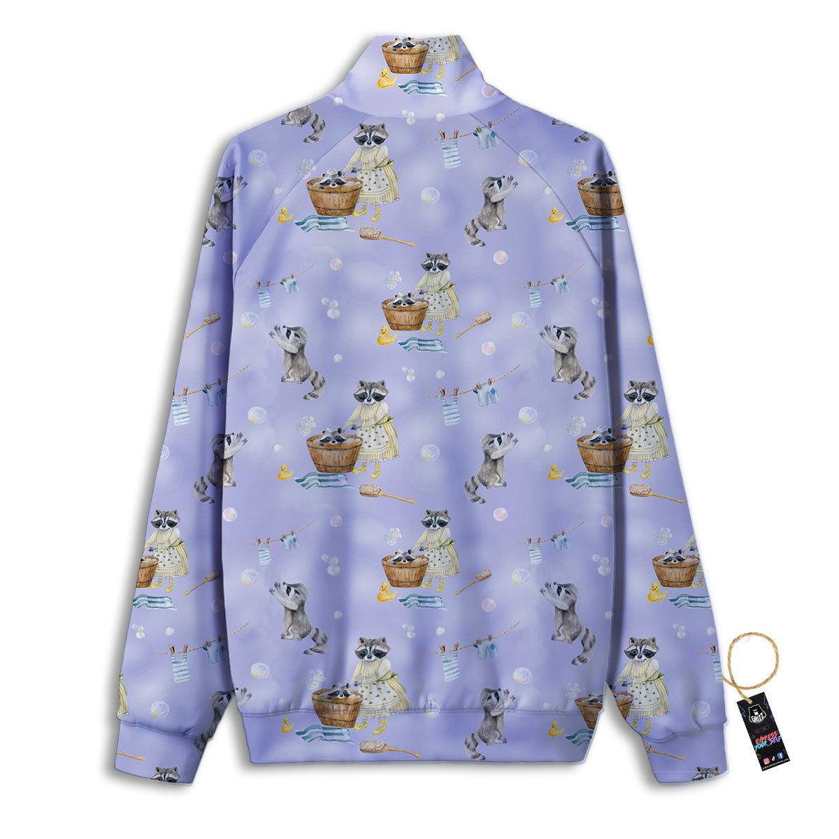 Raccoon Watercolor Print Pattern Track Jacket-grizzshop