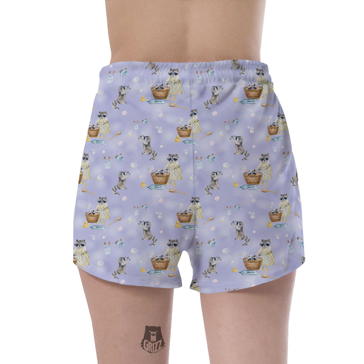 Raccoon Watercolor Print Pattern Women's Shorts-grizzshop