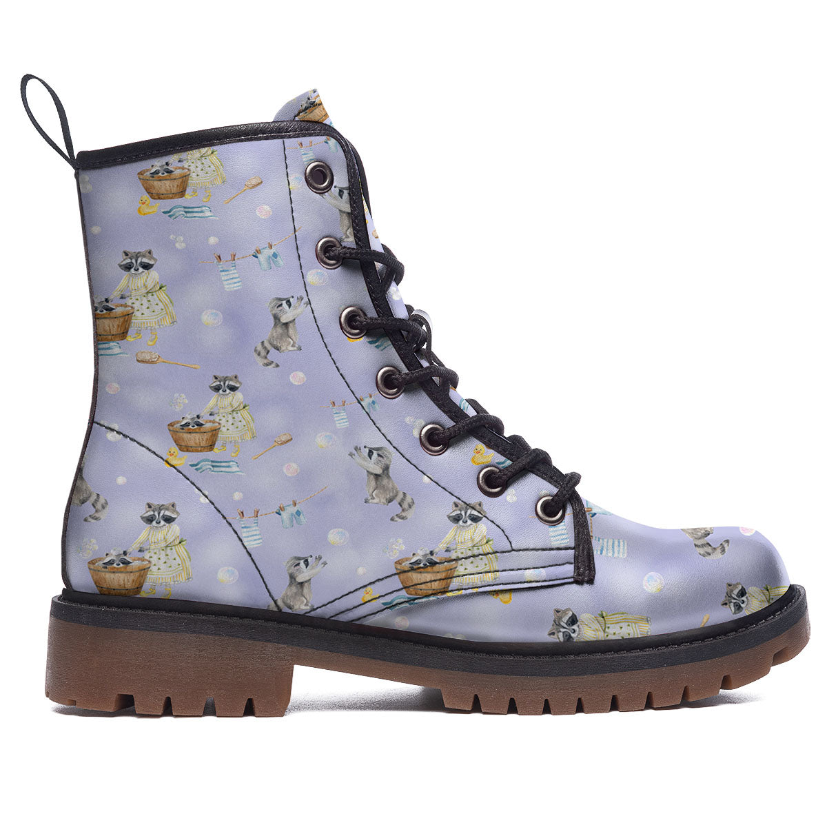 Raccoon Watercolor Print Pattern Work Boots-grizzshop
