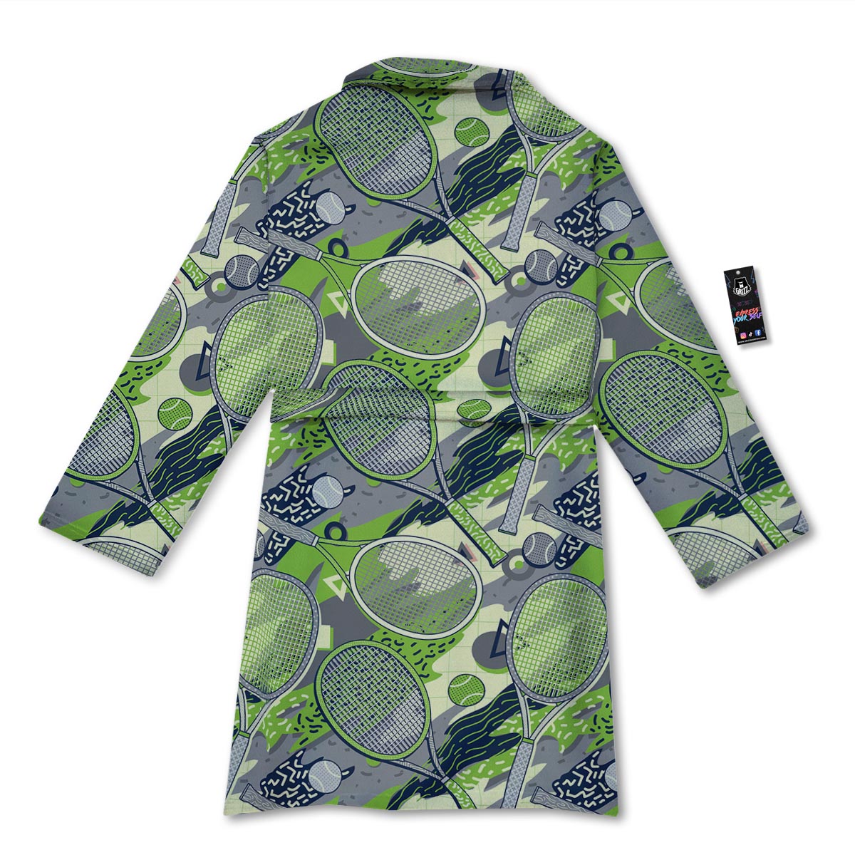 Racket And Tennis Ball Print Pattern Bathrobe-grizzshop