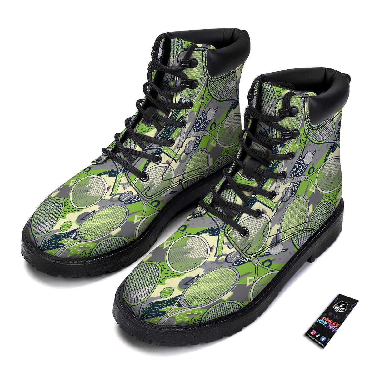 Racket And Tennis Ball Print Pattern Boots-grizzshop
