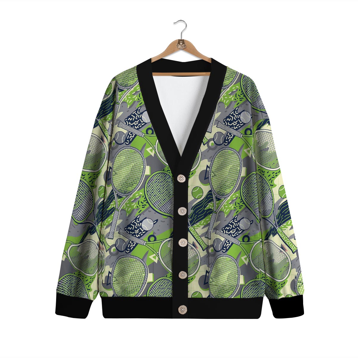 Racket And Tennis Ball Print Pattern Cardigan-grizzshop