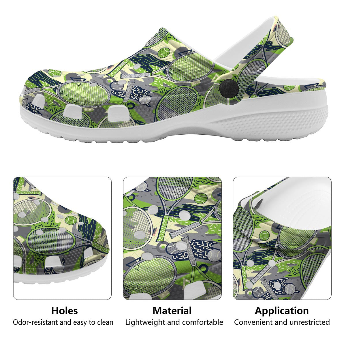 Racket And Tennis Ball Print Pattern Clog-grizzshop
