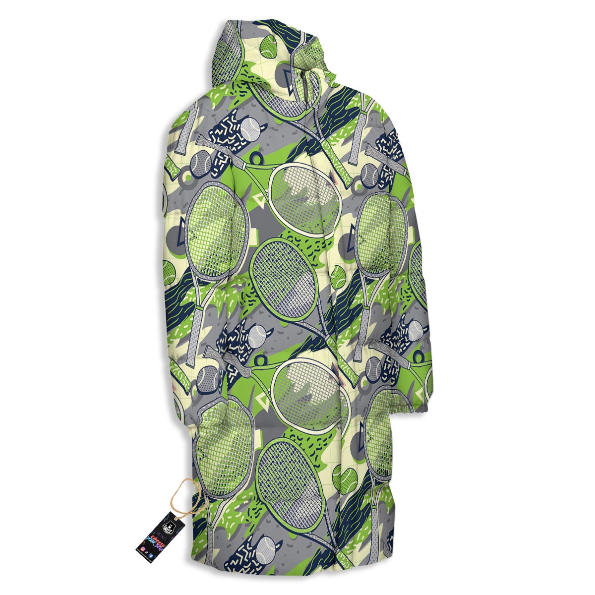Racket And Tennis Ball Print Pattern Long Down Jacket-grizzshop