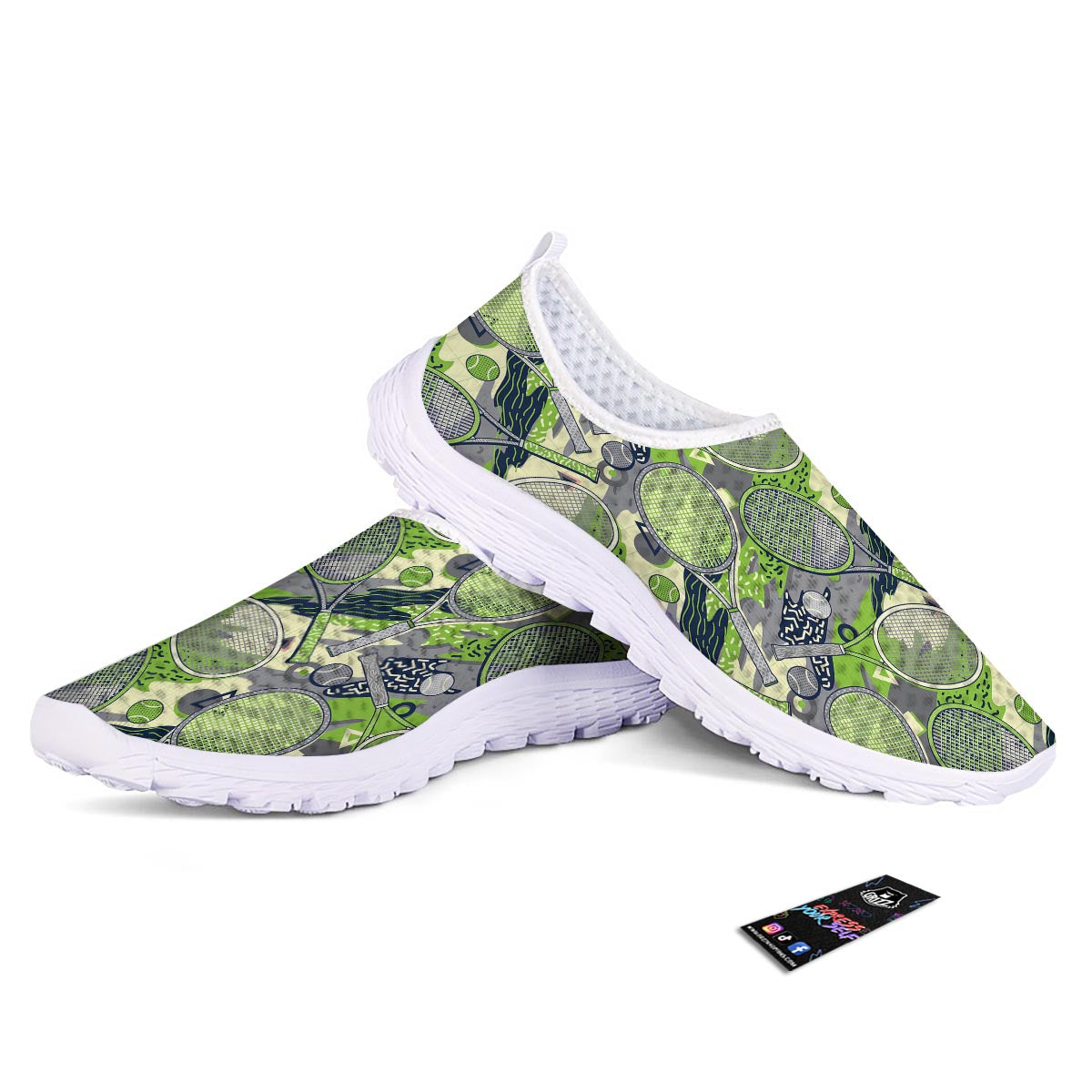 Racket And Tennis Ball Print Pattern Nurse Shoes-grizzshop