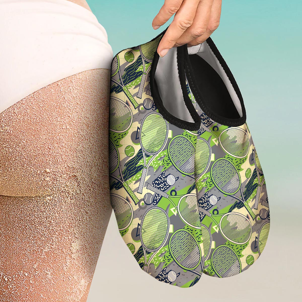 Racket And Tennis Ball Print Pattern Water Shoes-grizzshop