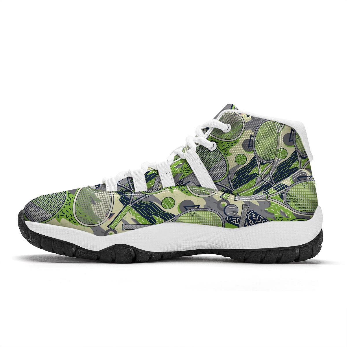 Racket And Tennis Ball Print Pattern White Bball Shoes-grizzshop