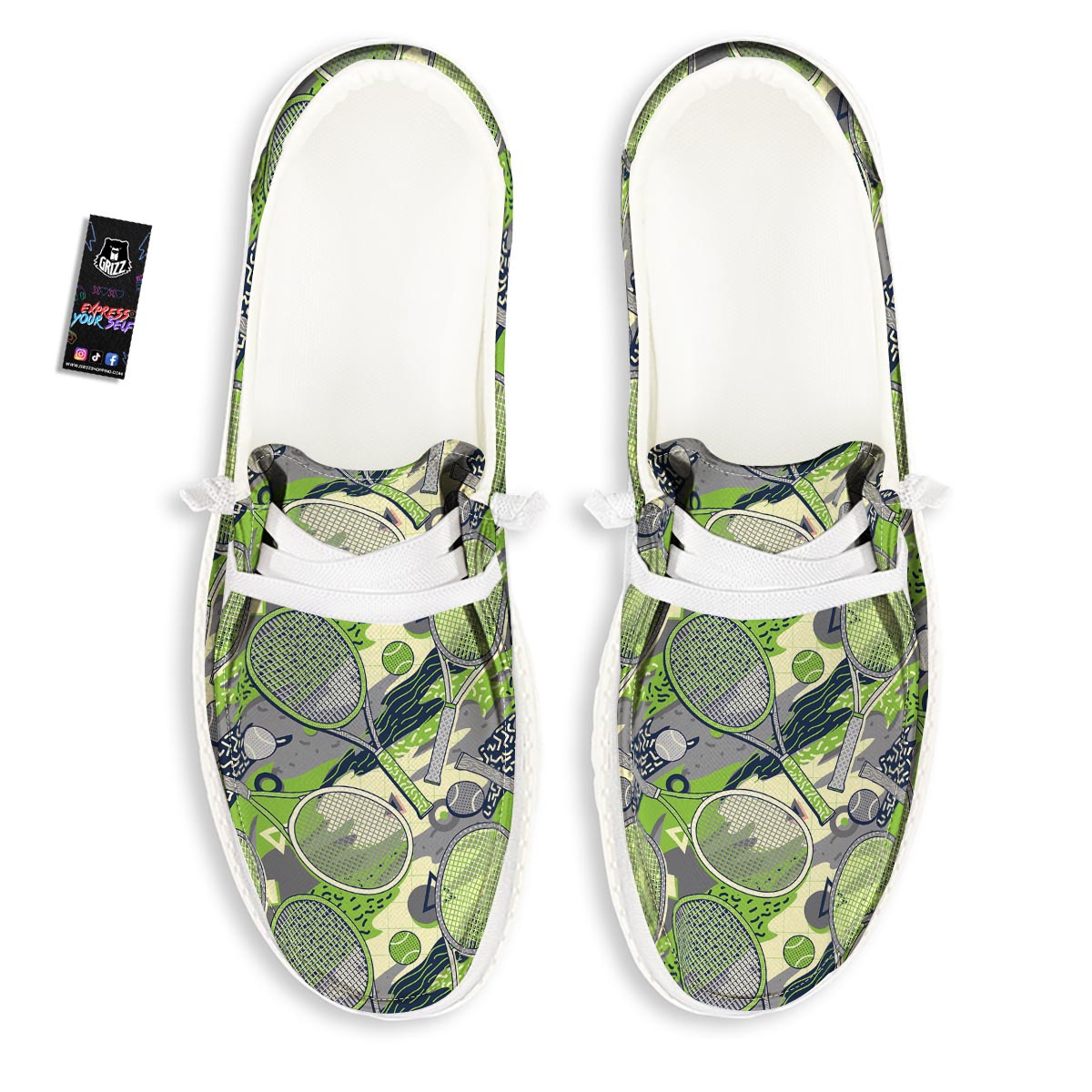Racket And Tennis Ball Print Pattern White Loafers-grizzshop