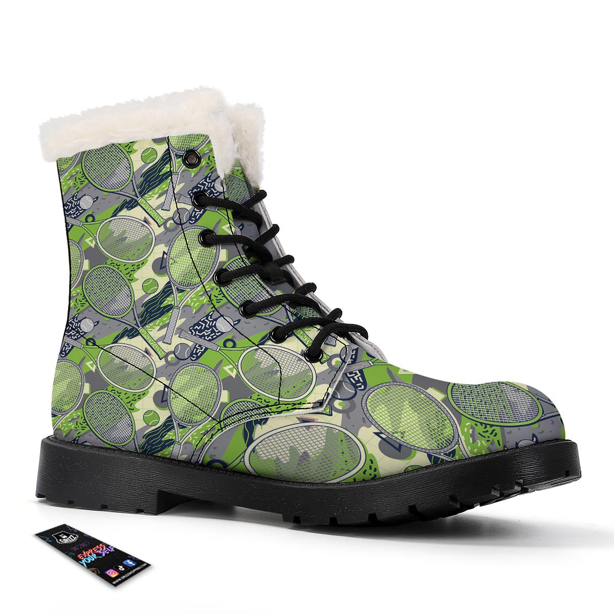 Racket And Tennis Ball Print Pattern Winter Boots-grizzshop