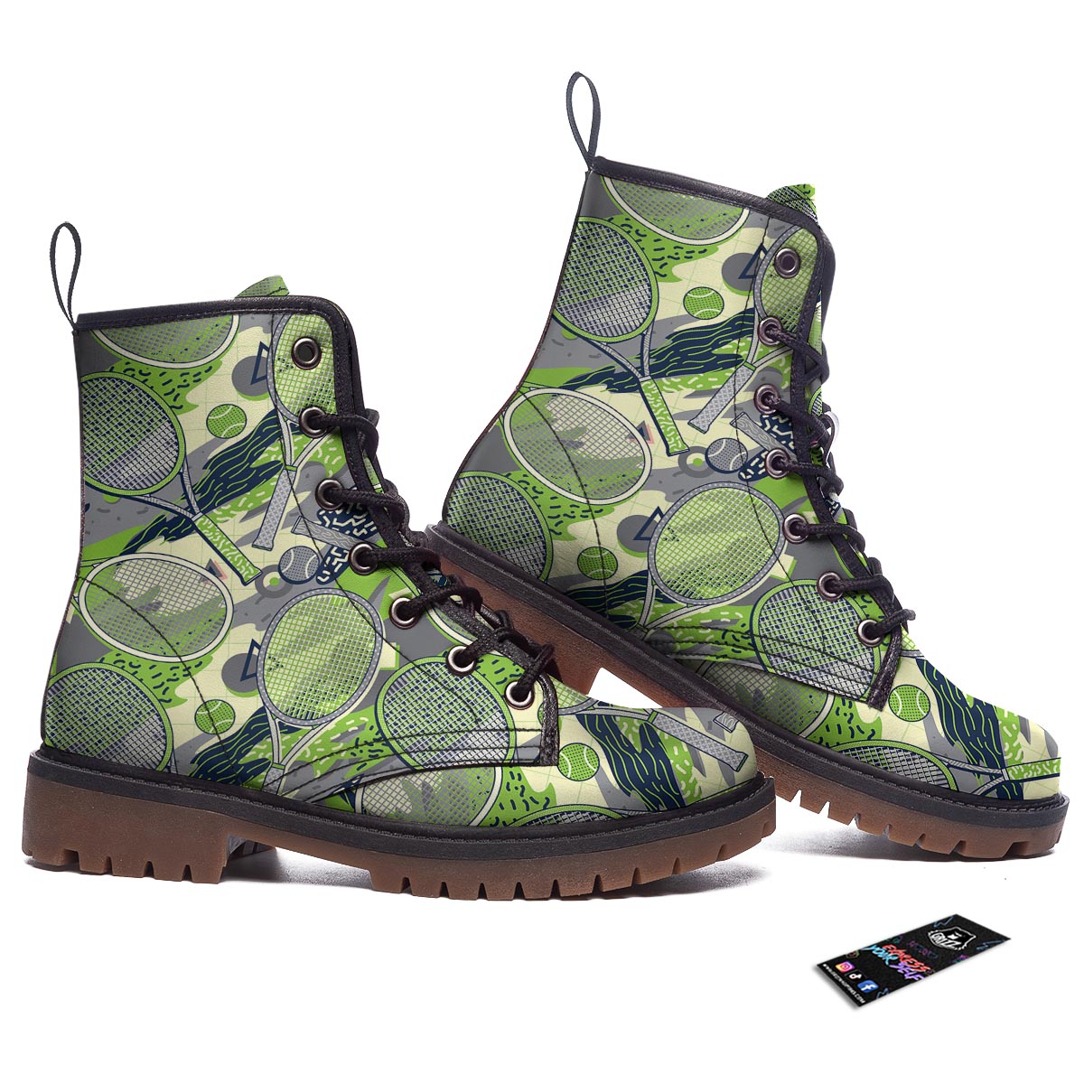 Racket And Tennis Ball Print Pattern Work Boots-grizzshop
