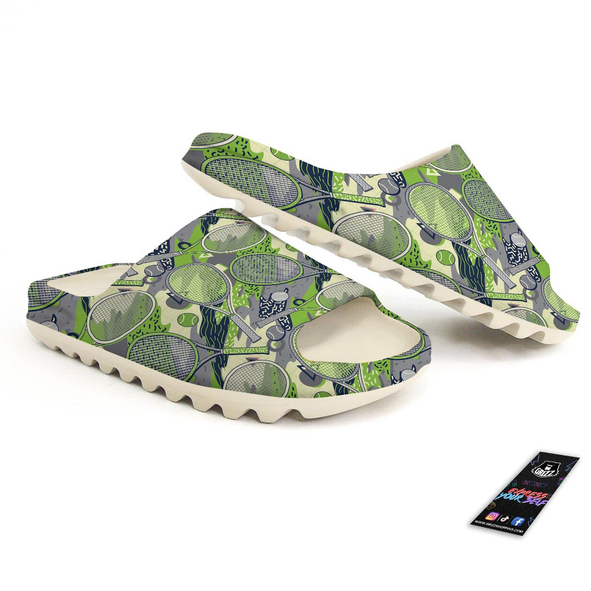 Racket And Tennis Ball Print Pattern Sandals-grizzshop