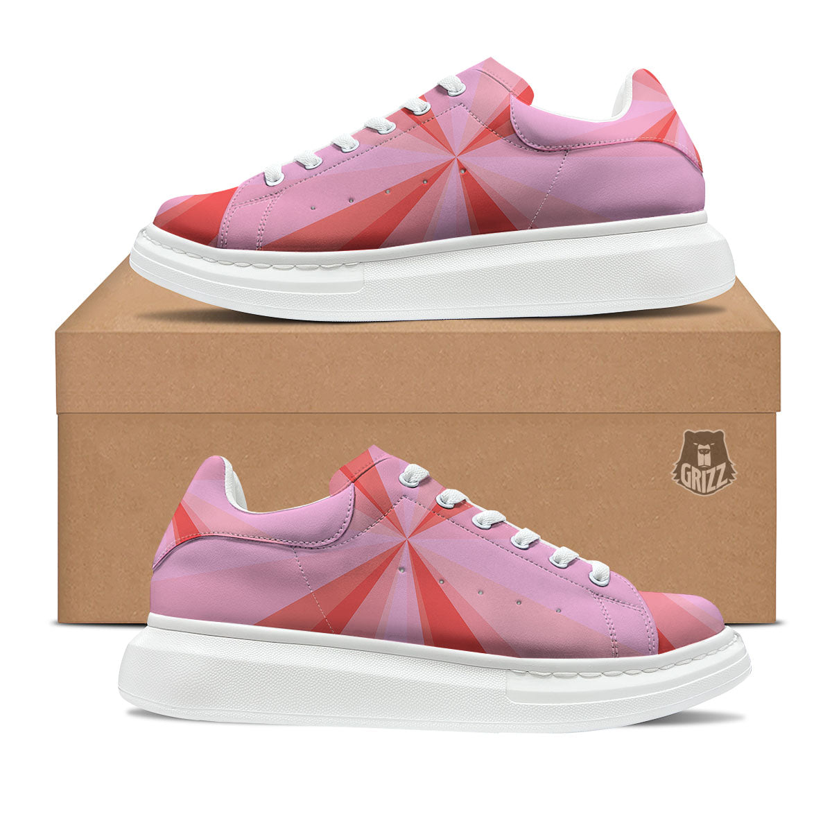 Radial Rays Pink Print Platform Shoes-grizzshop