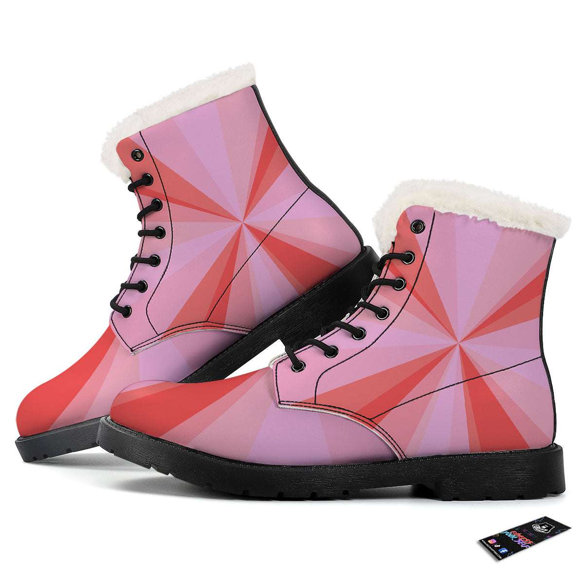 Radial Rays Pink Print Winter Boots-grizzshop