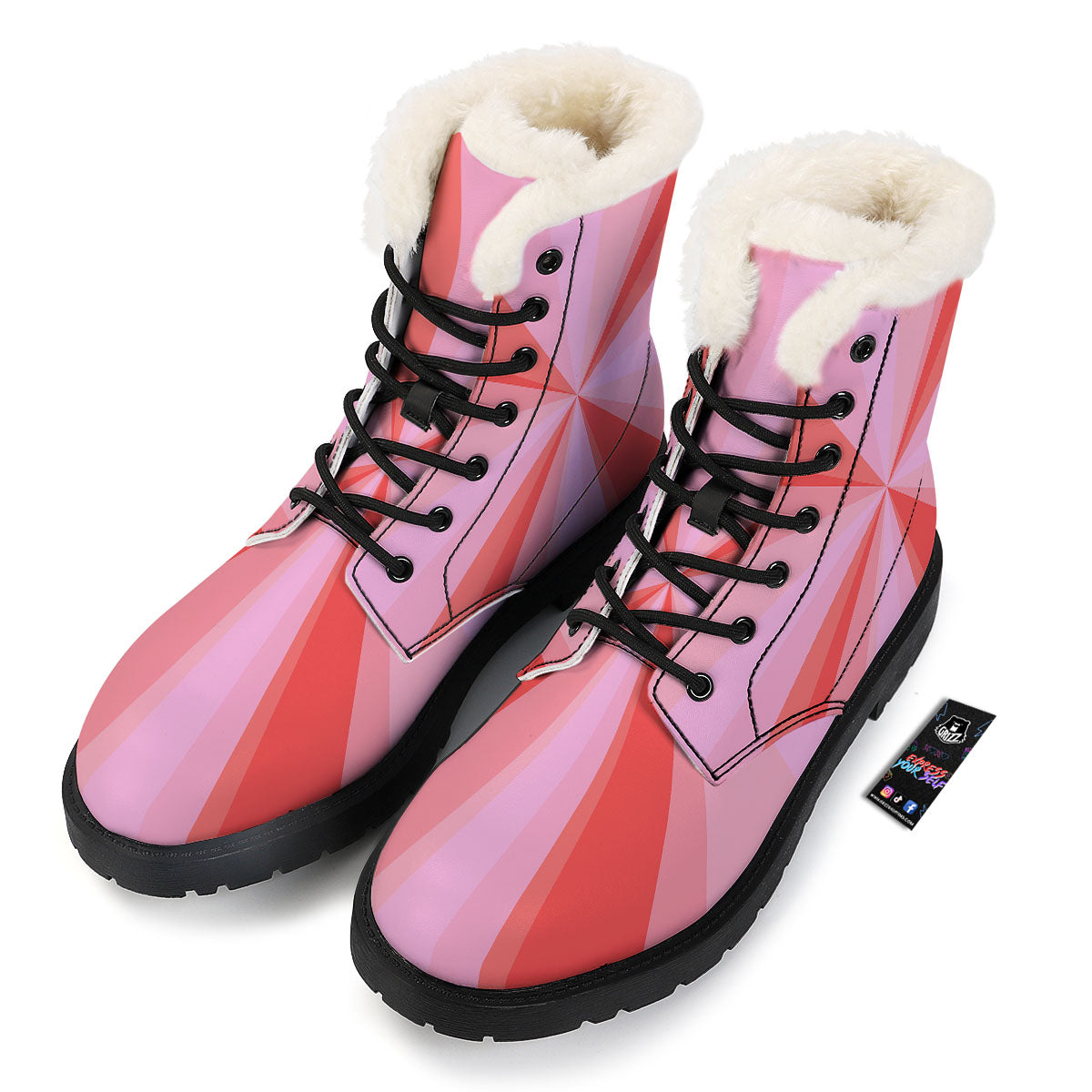 Radial Rays Pink Print Winter Boots-grizzshop
