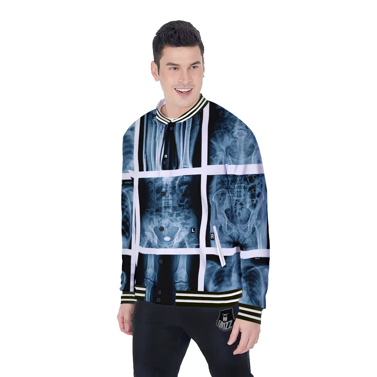 Radiology X-Ray Film Print Baseball Jacket-grizzshop