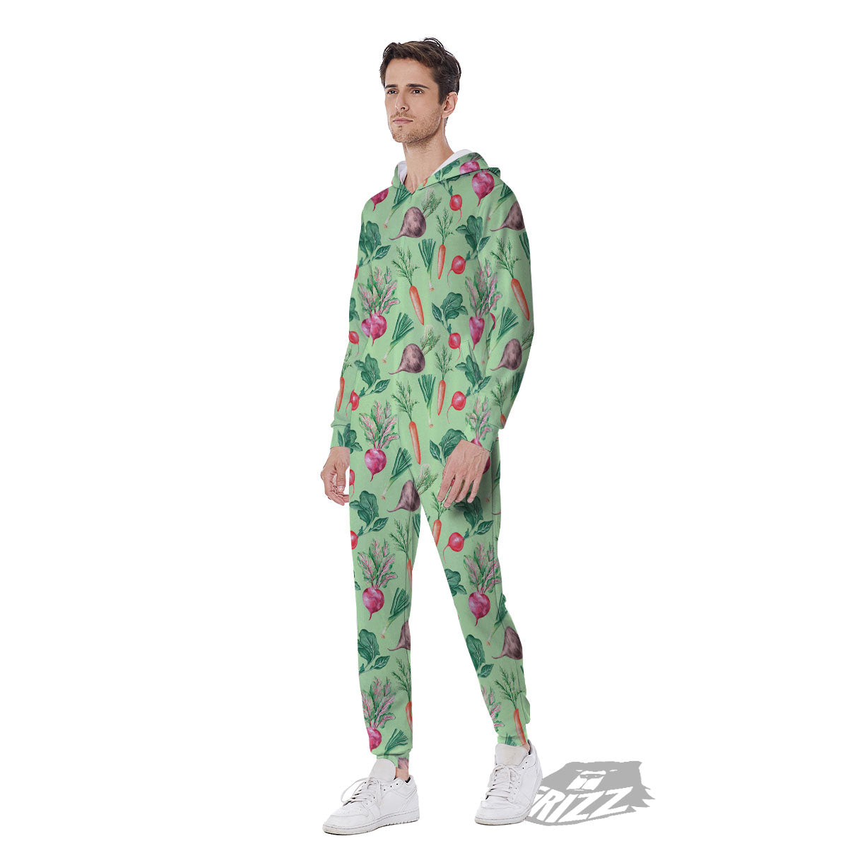 Radish And Watercolor Carrot Print Pattern Men's Jumpsuit-grizzshop