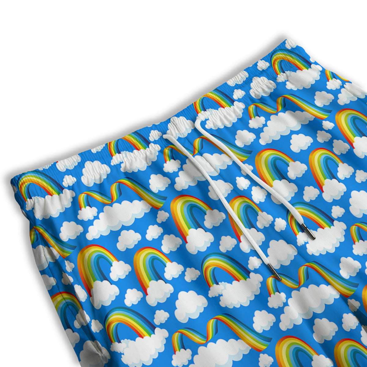 Rainbow And Clouds Blue Print Pattern Men's Athletic Shorts