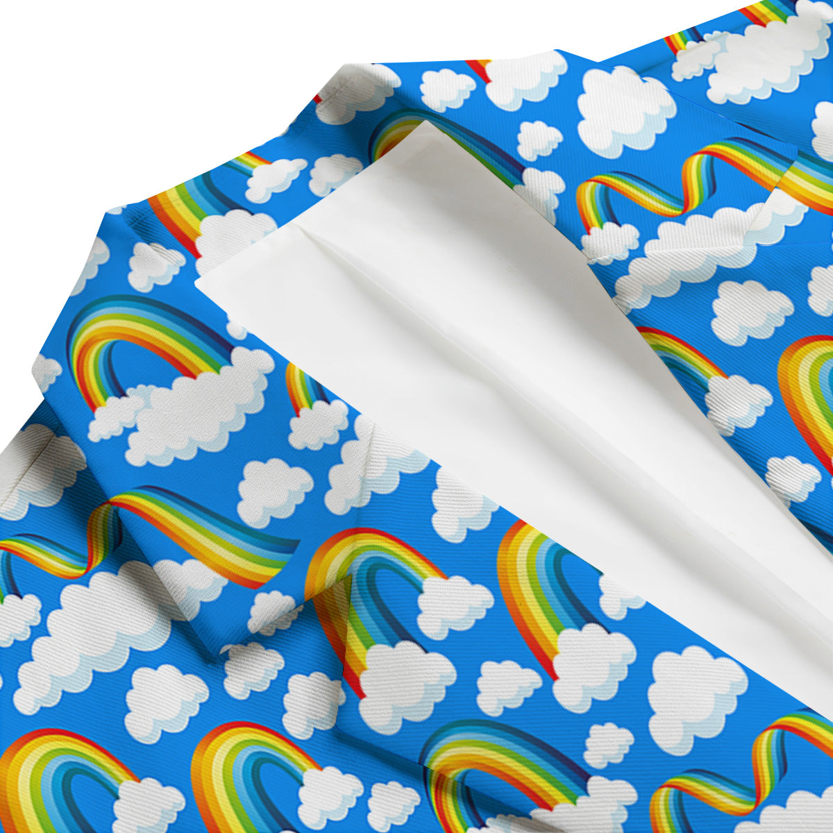 Rainbow And Clouds Blue Print Pattern Men's Blazer-grizzshop