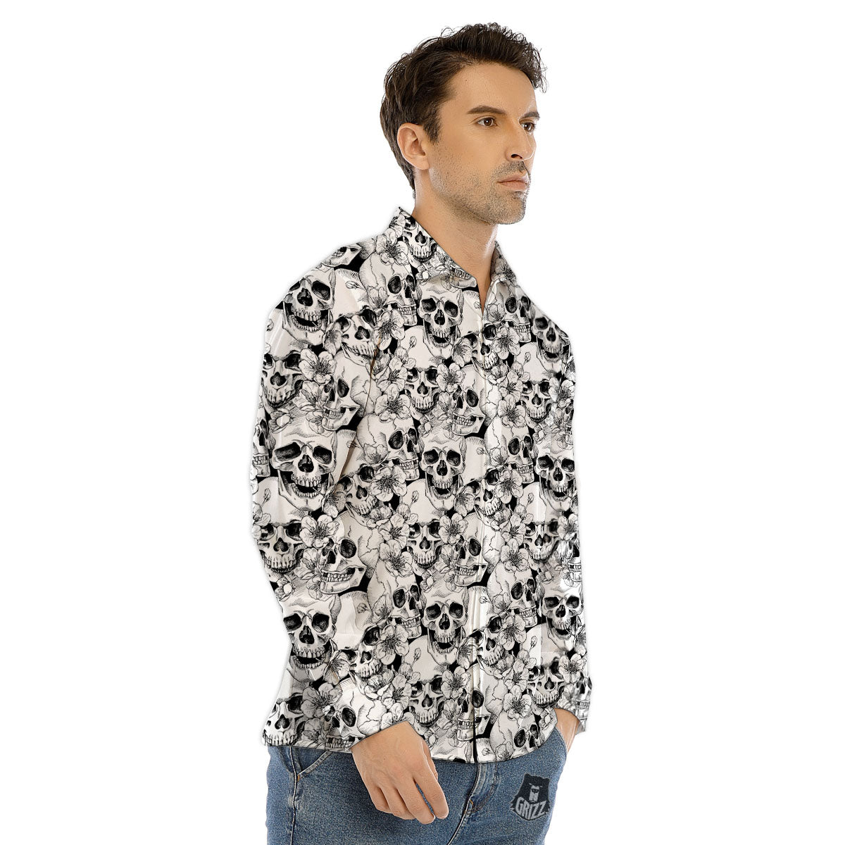 Rainbow And Clouds Blue Print Pattern Men's Dress Shirts-grizzshop