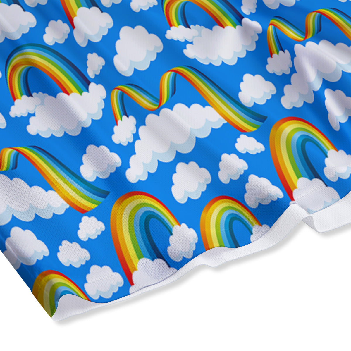 Rainbow And Clouds Blue Print Pattern Mesh Shorts-grizzshop