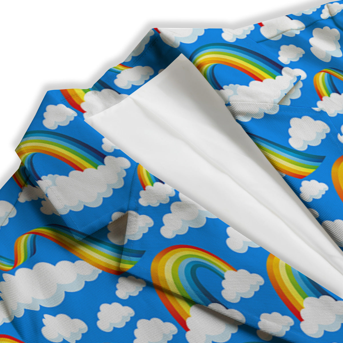 Rainbow And Clouds Blue Print Pattern Women's Blazer-grizzshop